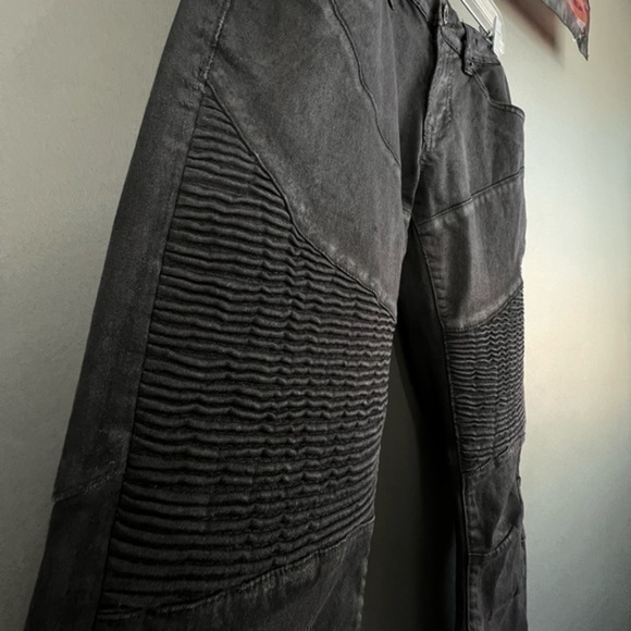 Rare Designer Black Crash Moto Jeans Balmain Style Ribbed Darted Denim 💨 - Picture 6 of 10
